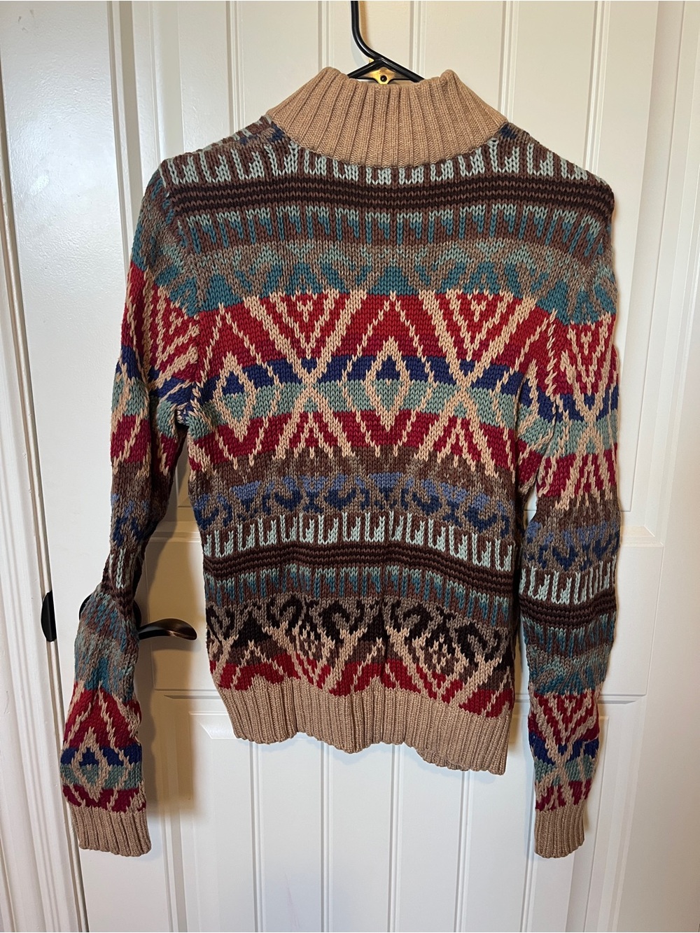 Ralph Lauren Multicolor Fair Isle Button Cardigan in Red, Blue & Tan - Picture 5 of 5